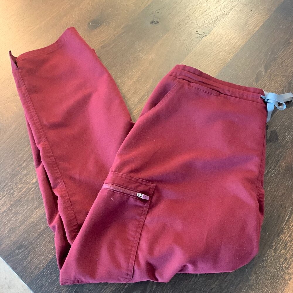 Figs Yola Skinny Scrub Bottoms, Burgundy, Large Petite (LP)